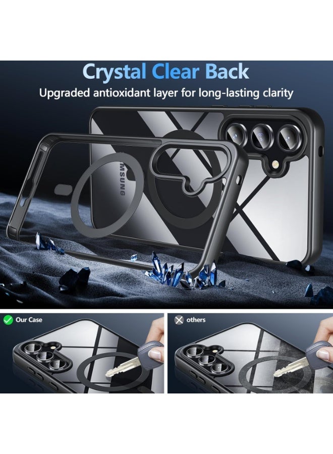 جراب مغناطيسي لهاتف سامسونج جالاكسي A16 [متوافق مع MagSafe] [مقاوم للصدمات] غطاء خلفي شفاف، جراب نحيف (أسود) - Image 2