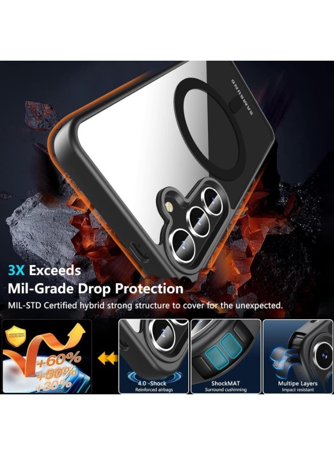 جراب مغناطيسي لهاتف سامسونج جالاكسي A16 [متوافق مع MagSafe] [مقاوم للصدمات] غطاء خلفي شفاف، جراب نحيف (أسود) - Image 3