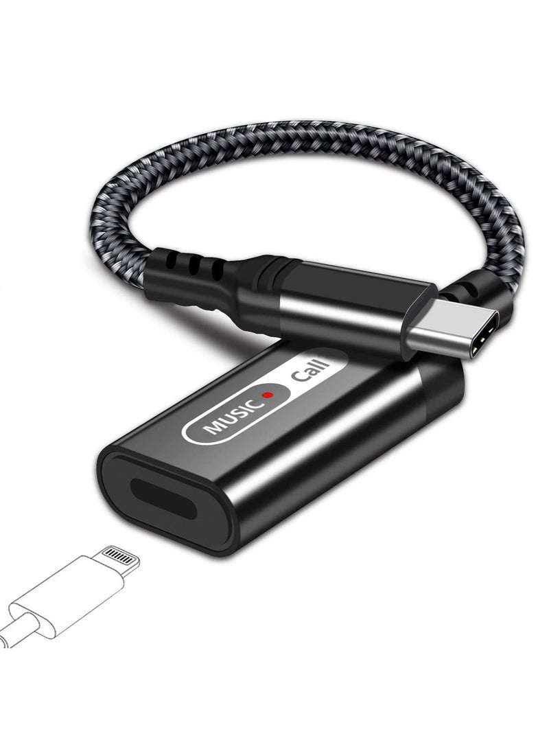 SYOSI USB C to Lightning Audio Adapter, USB Type C Male to Lightning Female Headphone Converter for Apple iPad Air 4 Mini 6 MacBook to Earphones Connector for Call Music Video Not Support Charging - Image 1