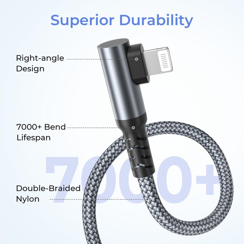 Basesailor USB C to Lightning Charger Cable Right Angled 6.6ft with USB A Adapter,90 Degree iOS Type C PD Fast Charging Cord for iPhone 11 12 13 14 10 Mini Pro Max,i11,i12,i13 - Image 4