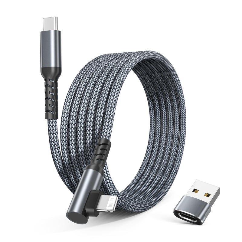 Basesailor USB C to Lightning Charger Cable Right Angled 6.6ft with USB A Adapter,90 Degree iOS Type C PD Fast Charging Cord for iPhone 11 12 13 14 10 Mini Pro Max,i11,i12,i13 - Image 1
