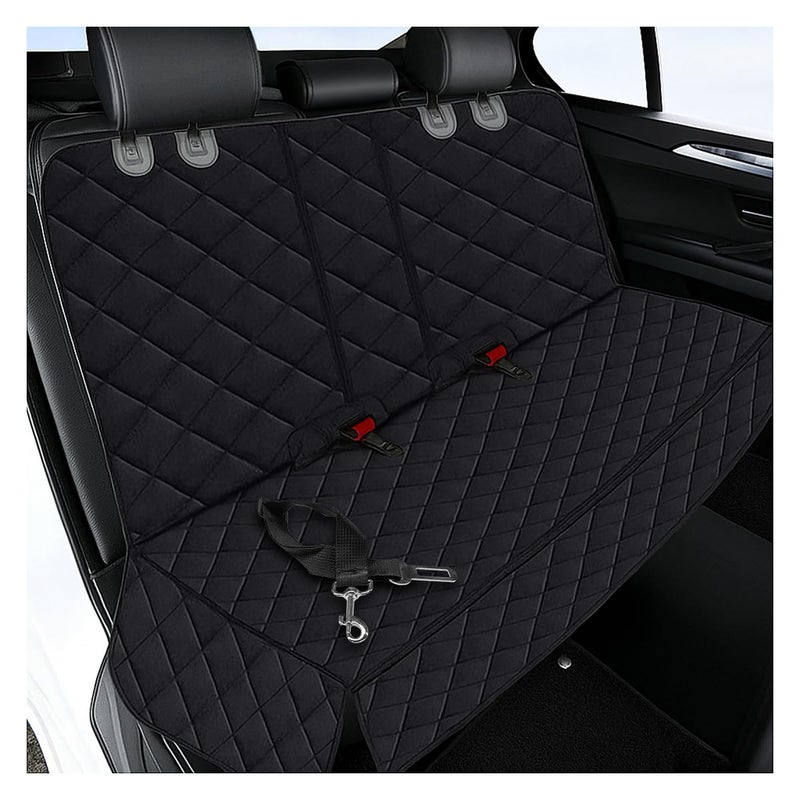 Tuxihapp Waterproof Dog Car Seat Cover, Non-Slip Scratchproof Pet Car Back Seat Protector, Washable Hammock Bench Seats Cover, Universal Auto Interior Accessories for Cars/Trucks/SUVs (Black) - Image 1