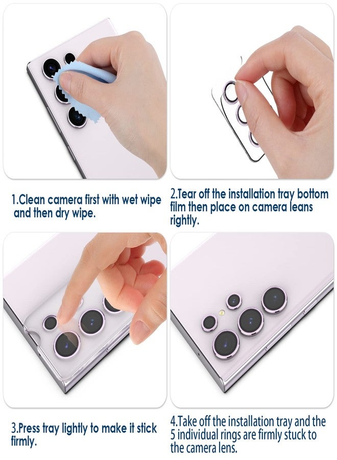 Simpeak 2Pack Camera Lens Protector Compatible with Samsung Galaxy S23 Ultra 5G 6.8" 2023, Individual 9H Tempered Glass Camera Metal Case for S23 Ultra 6.8" [Installation Tray], Lavender - Image 5