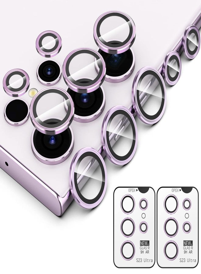 Simpeak 2Pack Camera Lens Protector Compatible with Samsung Galaxy S23 Ultra 5G 6.8" 2023, Individual 9H Tempered Glass Camera Metal Case for S23 Ultra 6.8" [Installation Tray], Lavender - Image 1