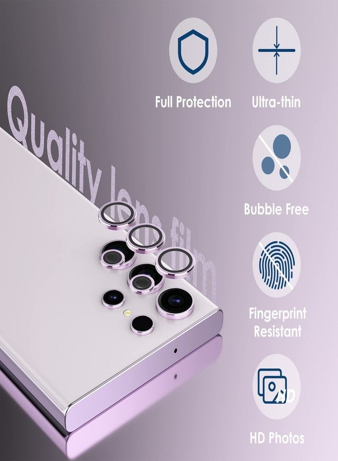 Simpeak 2Pack Camera Lens Protector Compatible with Samsung Galaxy S23 Ultra 5G 6.8" 2023, Individual 9H Tempered Glass Camera Metal Case for S23 Ultra 6.8" [Installation Tray], Lavender - Image 3