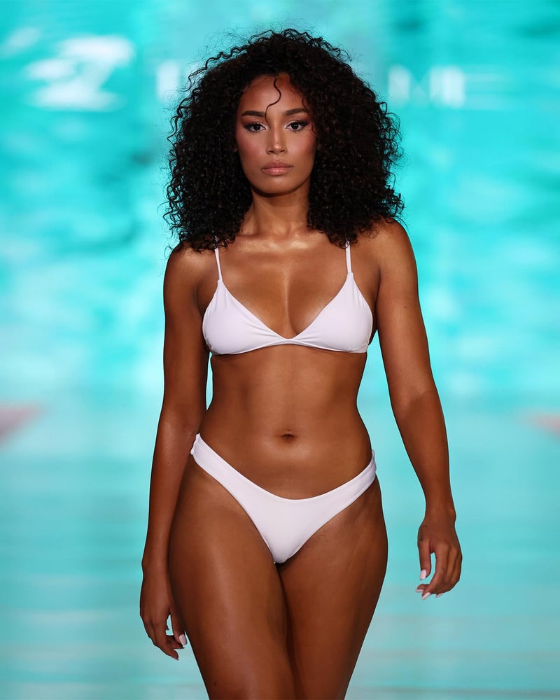 Aqua Eve Women Two Piece Bikini High Cut Swimsuit Triangle Bathing Suit Cheeky Bikini Set White S - Image 4