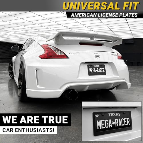 Mega Racer Premium Matte Black License Plate Frame – 1 Pack, Rust-Free Stainless Steel, Rattle-Free, Universal with Screw Covers, Slim-Top & Wide-Bottom Design, Thin Rigid Metal Front or Rear Car Tag Holder - Image 3