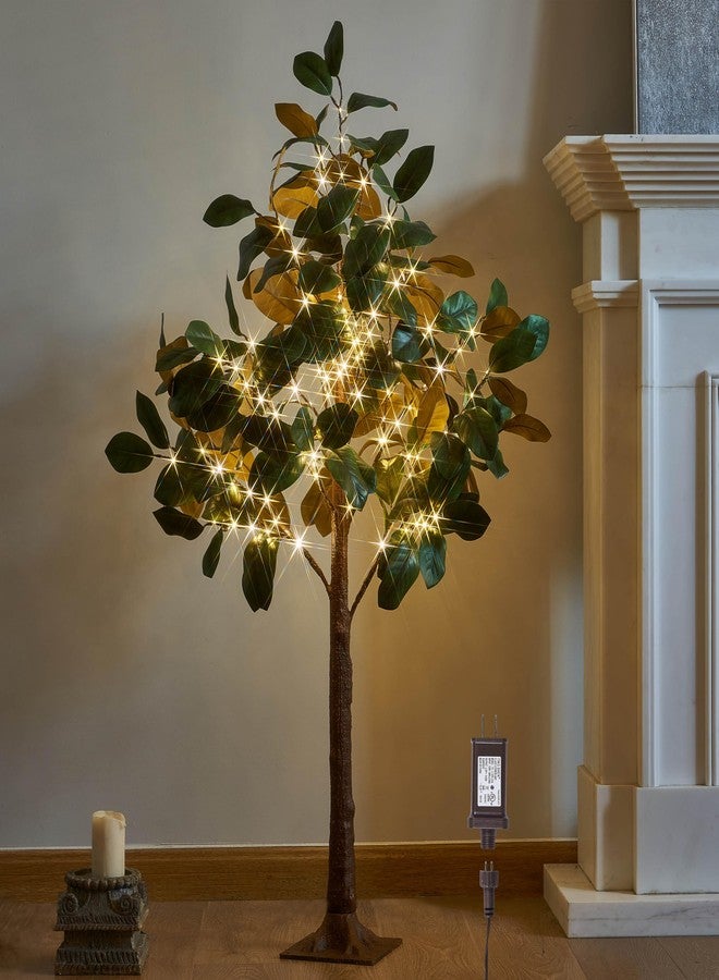 LITBLOOM Lighted Magnolia Tree 4FT 165 LED Fairy Lights, Artificial Greenery Tree with Lights for Indoor Outdoor Room Wedding Spring Decoration - Image 1