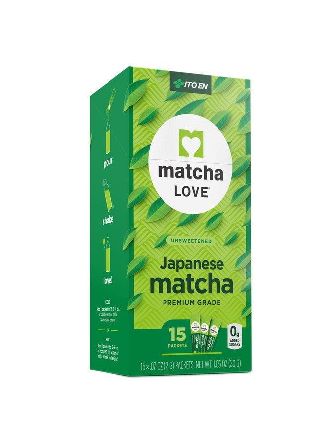 Matcha Love Japanese Matcha Unsweetened Green Tea Powder 15 Sticks per 45ml Tubes - Single Pack - Image 1