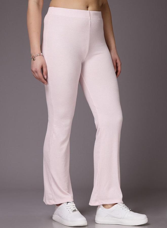 Freehand Women Pink Fit And Flared Ribbed Pants - Image 2