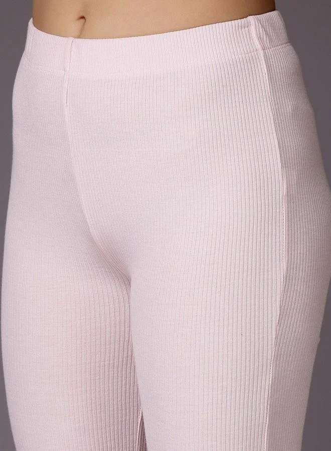 Freehand Freehand Women Pink Fit And Flared Ribbed Pants