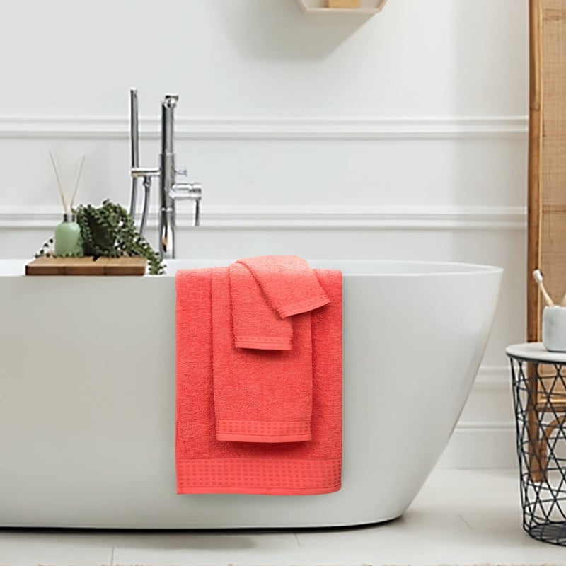 جلامبيرج Glamburg 100 ٪ Cotton Ultra Soft 6 Pack Placel مجموعة مناشف 2 28 × 55 بوصة 2 مناشف اليد 16x24 بوصة و 2 غسول 12x12 بوصة مضغوطة خفيفة الوزن وسرعة - برتقالية كورال - Image 4