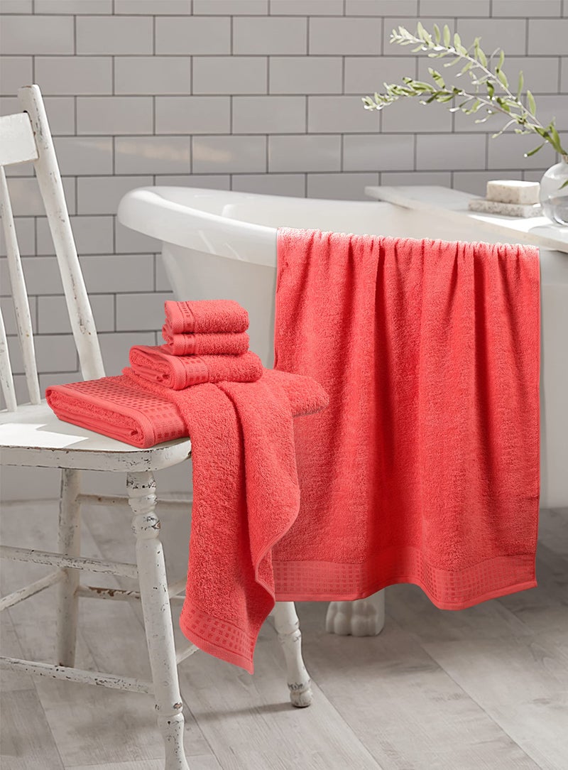 جلامبيرج Glamburg 100 ٪ Cotton Ultra Soft 6 Pack Placel مجموعة مناشف 2 28 × 55 بوصة 2 مناشف اليد 16x24 بوصة و 2 غسول 12x12 بوصة مضغوطة خفيفة الوزن وسرعة - برتقالية كورال - Image 3