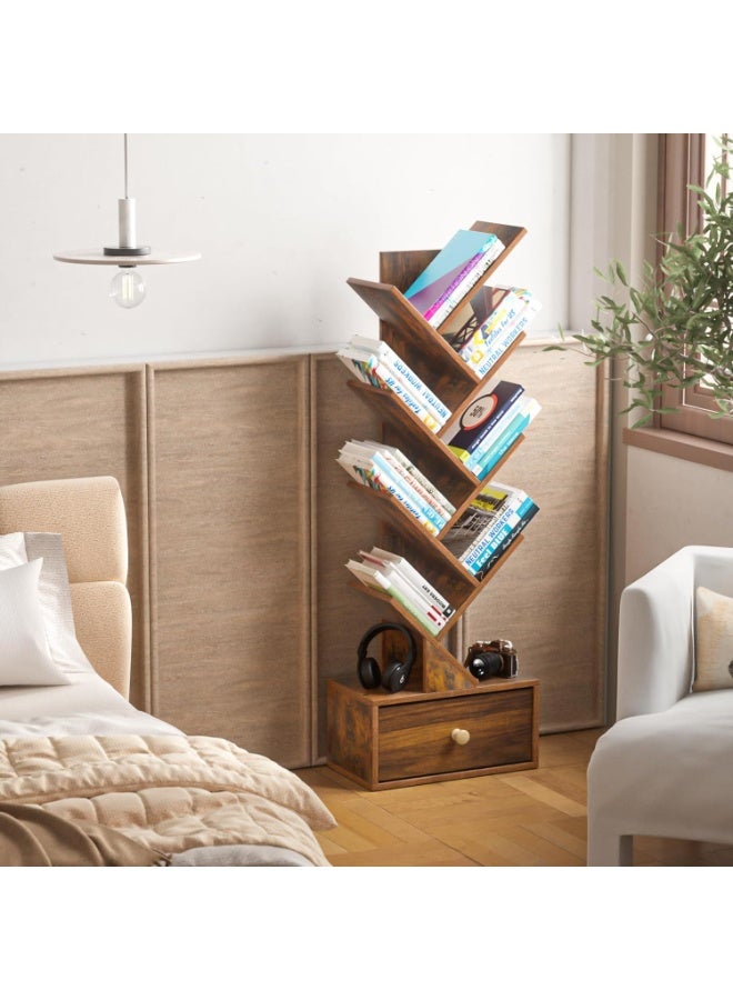 جاد وودز جاد وودز رف كتب من 8 طبقات على شكل شجرة مع درج  - Image 3