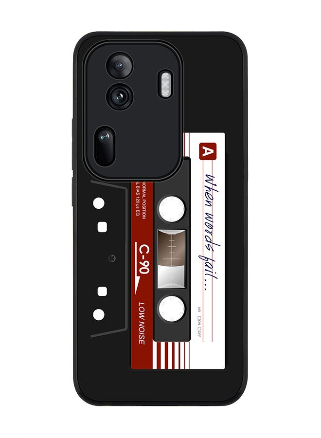 Stylizedd Rugged Black Edge Case for Oppo Reno11 Pro, Slim fit Flexible Anti Drop Thin Cover-  When Words Fail (Black Tape) - Image 1