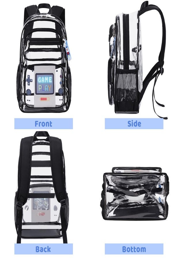 ACESAK Clear Backpack for Boys Girls - 3 Pcs Clear Backpack Heavy Duty with Lunch Bag - See Through Backpack Stadium Approved (Black Game) - Image 5