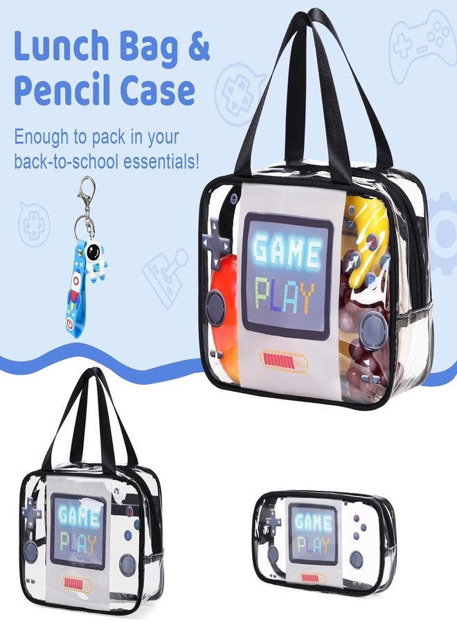 ACESAK Clear Backpack for Boys Girls - 3 Pcs Clear Backpack Heavy Duty with Lunch Bag - See Through Backpack Stadium Approved (Black Game) - Image 4