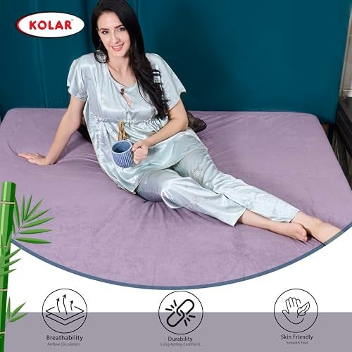 Kolar Premium Bamboo Mattress Protector| 100% Water Proof Protector King Size 78x72 Inches | Breathable and Hypoallergenic Ultra Soft Fitted Bed Protector Cover - Lavender - Image 2
