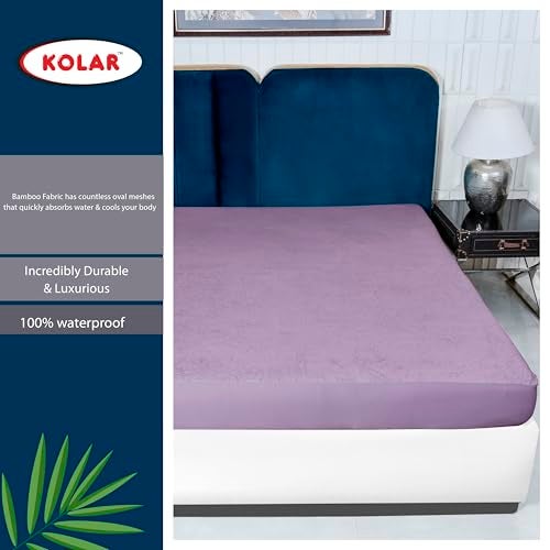 Kolar Premium Bamboo Mattress Protector| 100% Water Proof Protector King Size 78x72 Inches | Breathable and Hypoallergenic Ultra Soft Fitted Bed Protector Cover - Lavender - Image 5