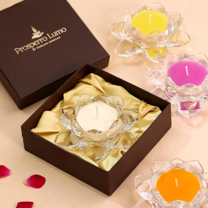 PROSPERRO LUMO PROSPERRO LUMO by Parkash Candles Premium Luminous Crystal Lotus Scented Candle Gifting Home Dcor English Blush 