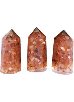 mookaitedecor mookaitedecor Set of 3 Carnelian Healing Crystal Wands 2 Inch, Polished Tumbled Stone Points 6 Faceted Reiki Chakra Meditation Therapy Decor 