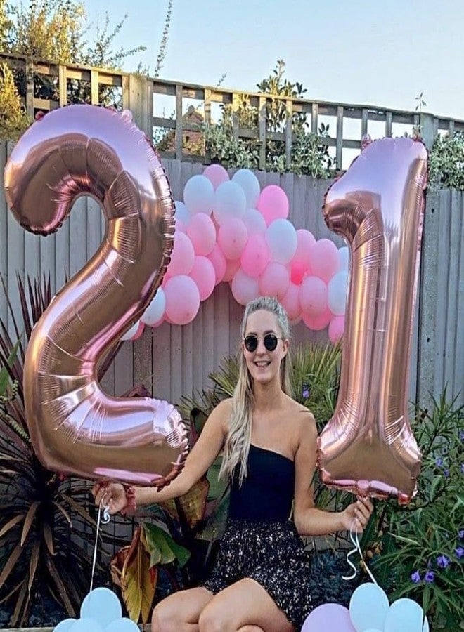BBPOOL Rose Gold 12 Number Balloons,40 Inch Big Giant Jumbo 12 or 21 Balloon Numbers Rose Gold 12 Foil Mylar Balloons for Birthday Party 12 or 21 Anniversary Events Decorations - Image 3