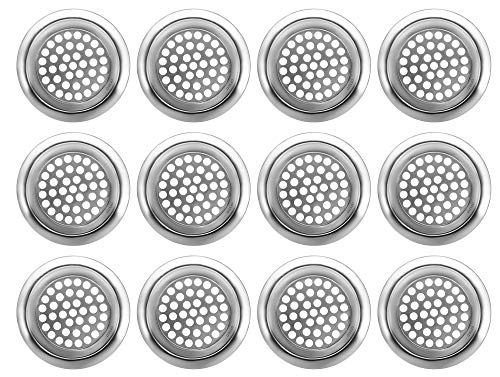 OFXDD Large Universal Stainless Steel Drain Food Stopper for Kitchen Sink Flat Tub Protector - Pack of 12 - Best Metal Screen Bathtub Hair Strainer for Bathroom Sink - Image 1