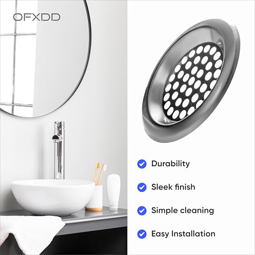 OFXDD Large Universal Stainless Steel Drain Food Stopper for Kitchen Sink Flat Tub Protector - Pack of 12 - Best Metal Screen Bathtub Hair Strainer for Bathroom Sink - Image 2