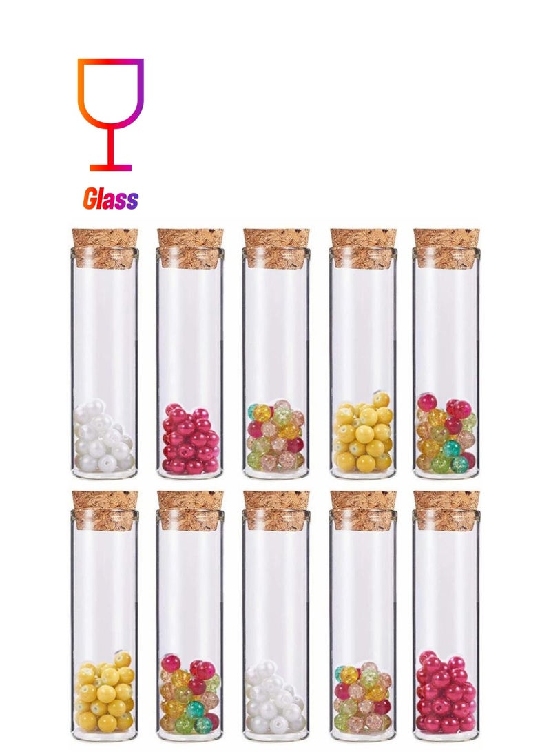 Y&D Straight Mouth Glass Bottle, 10 Sets 50 ML Transparent Decoration Bottles with Cork Stoppers Tiny Vials for Wish Wedding Favors Art Crafts DIY (3.93 Inch x 1.16 Inch) - Image 1