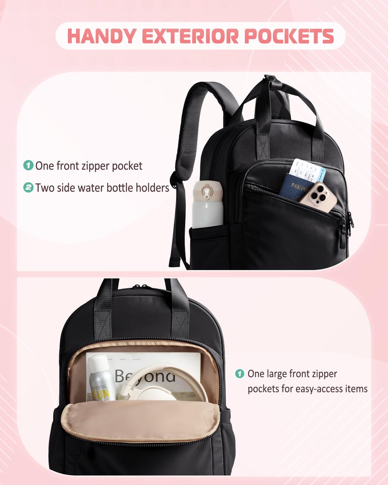 Smasrob Women Backpack with 15.6” Laptop Sleeve for Travel, Work and College, Lightweight Water-resistant Backpack for Women with 8 Pockets, Black - Image 3