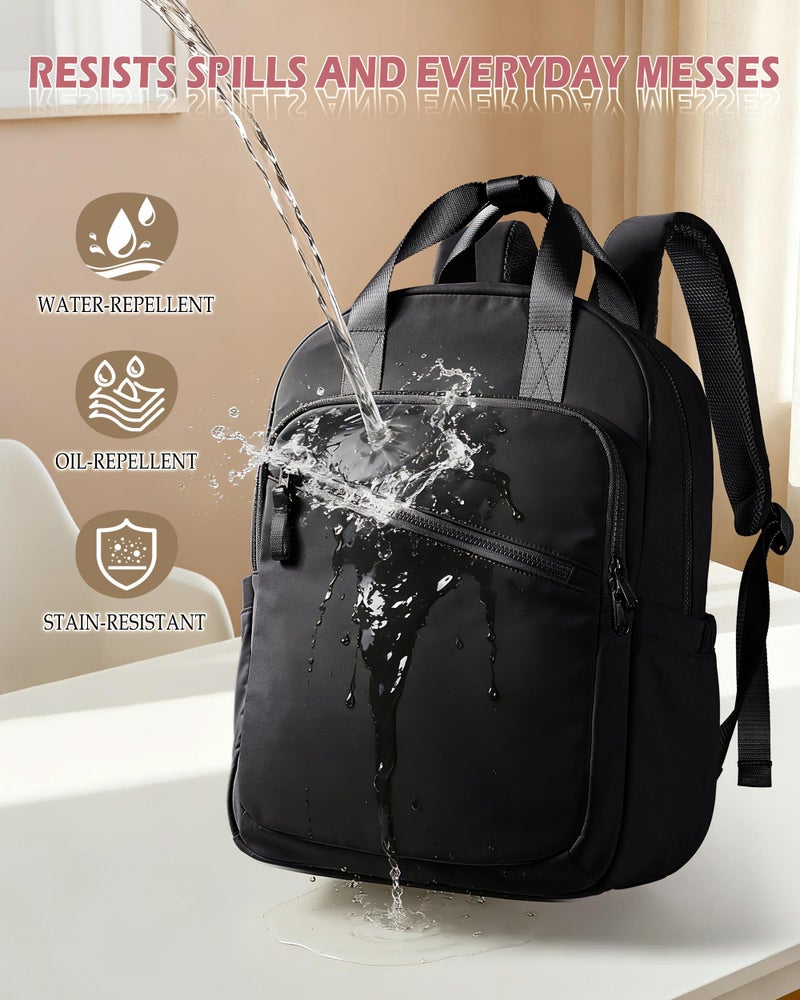 Smasrob Women Backpack with 15.6” Laptop Sleeve for Travel, Work and College, Lightweight Water-resistant Backpack for Women with 8 Pockets, Black - Image 4