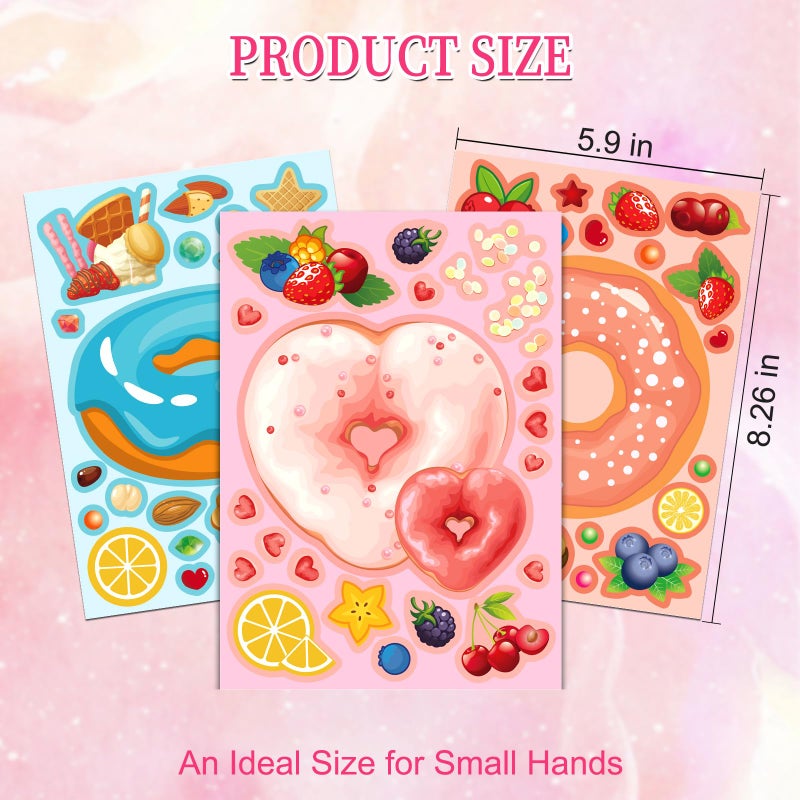 Ozepao 27 Sheets Make A Face Donut Sticker Sheets For Kids | Make Own Dessert Stickers For Birthday Party Favors Crafts Treat Boxes Decorations - Image 5