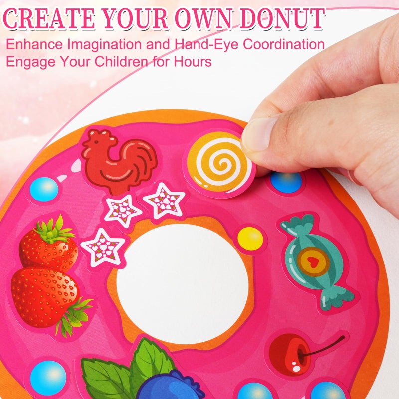 Ozepao 27 Sheets Make A Face Donut Sticker Sheets For Kids | Make Own Dessert Stickers For Birthday Party Favors Crafts Treat Boxes Decorations - Image 4