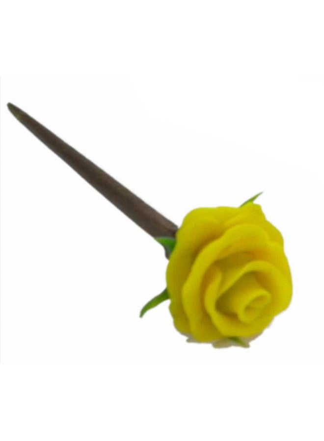 Unique Indian Crafts Hand made wooden Juda pin with procelain clay work - Image 1