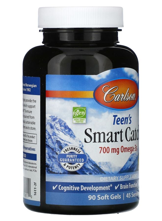 Carlson Teen's Smart Catch Natural Lemon 700 mg 90 Soft Gels (350 mg per Soft Gel) - Image 2