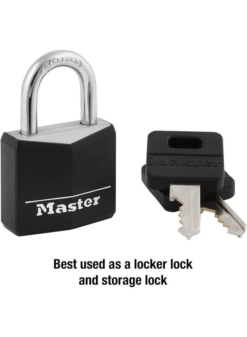 Master Lock 131D 1-3/16" wide Covered Aluminum Keyed Padlock, One Pack, Black - Image 1