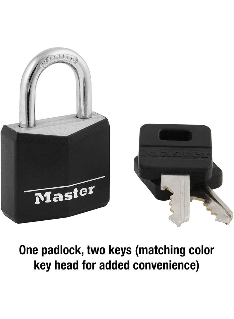 Master Lock 131D 1-3/16" wide Covered Aluminum Keyed Padlock, One Pack, Black - Image 3