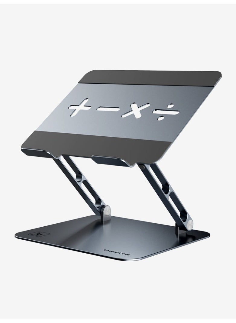 CABLETIME Adjustable Height Aluminum Laptop Stand for 17 Inch Laptop & MacBook, Ergonomic Foldable Desktop Riser Holder, Ventilated Cooling Design, Anti-Slip Base, Portable Office Desk Stand, Silver - Image 1