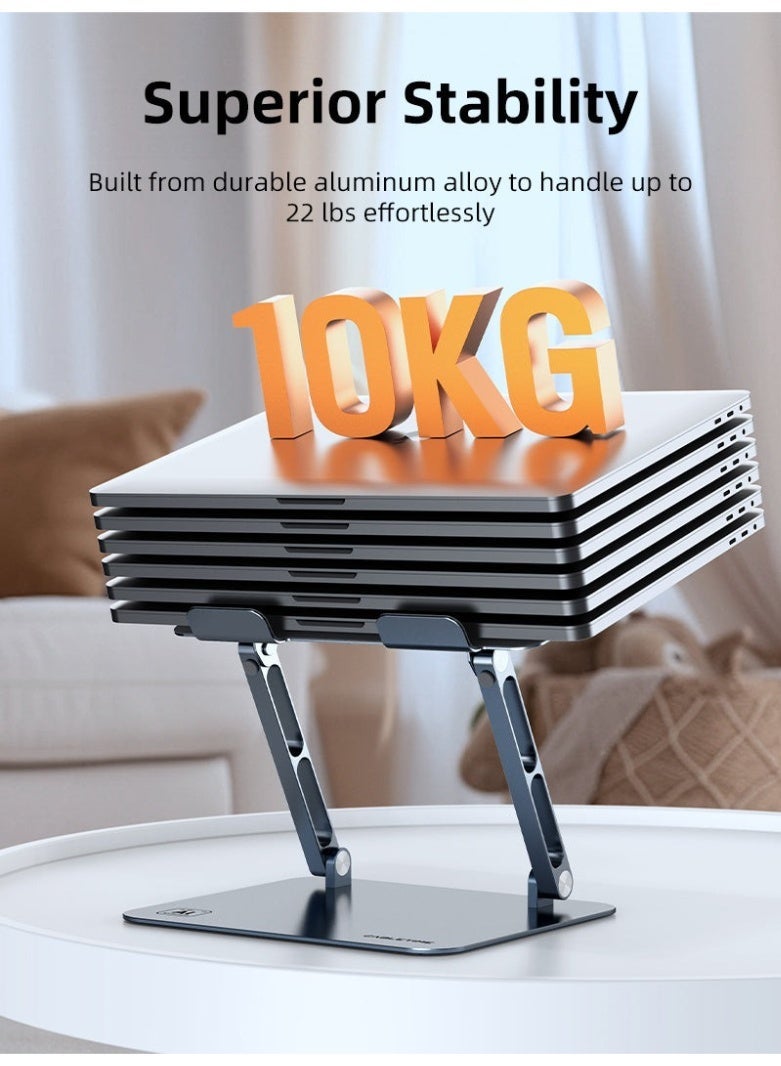 CABLETIME Adjustable Height Aluminum Laptop Stand for 17 Inch Laptop & MacBook, Ergonomic Foldable Desktop Riser Holder, Ventilated Cooling Design, Anti-Slip Base, Portable Office Desk Stand, Silver - Image 5