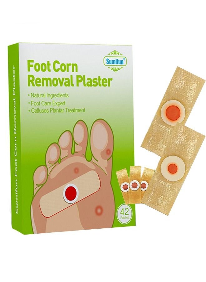 Sumifun - 42 Pcs Foot Corn Removal Plaster, Natural Ingredients, Foot Care Expert, Calluses Plantar Treatment, Relief Pain From Calluses, Corns, Blisters, Heel Frictions - Image 1