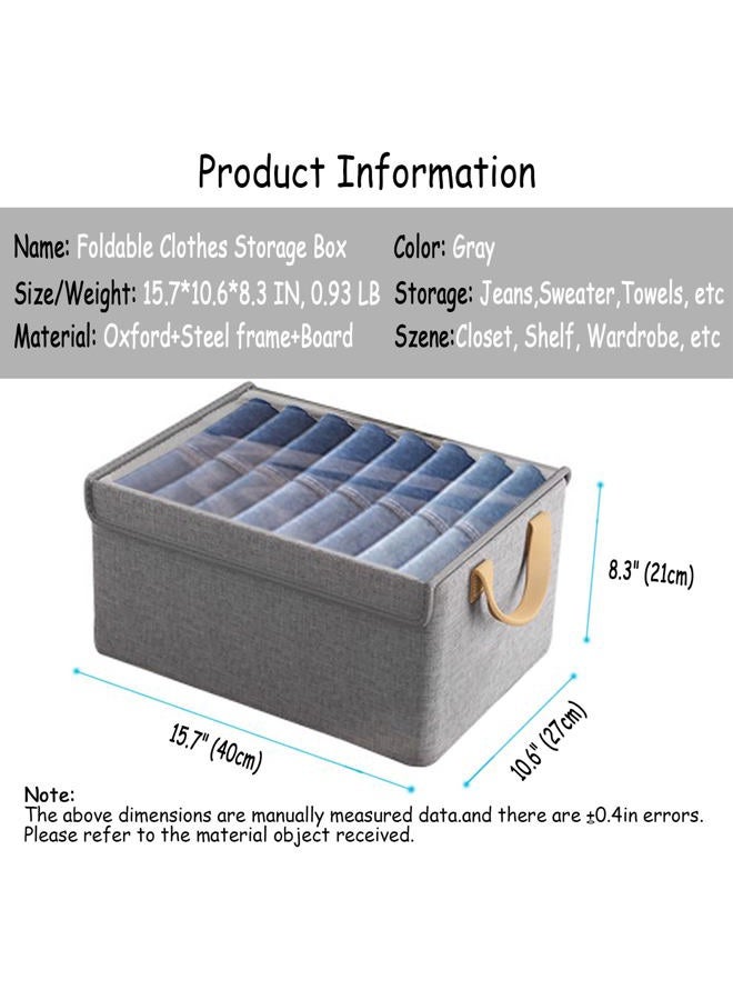 AARainbow Closet Clothes Organizer Bins 6 Pc, Fabric Box Storage Shelf Bins Stackable, Foldable Closet Shelf Storage Container with Lid, Fabric Storage Bin with Steel Frame, 23L (4 Gray with Lid) - Image 3