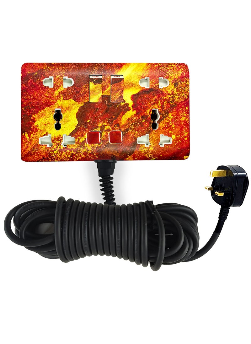 Premium Design Double Socket Extension 13A with Heavy Duty Long Cord