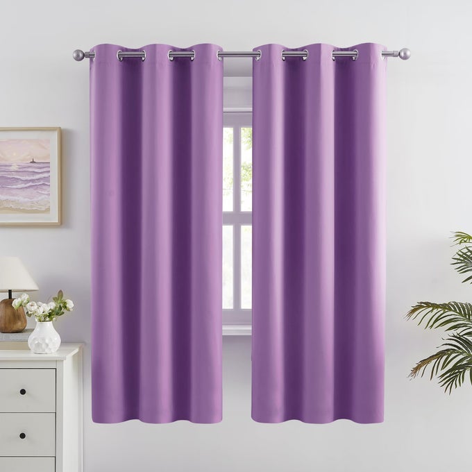 BLACKOUT SOLID CURTAINS FOR KIDS ROOM PURPLE WINDOW TREATMENT DRAPES THERMAL INSULATED CURTAINS FOR LIVING ROOM 2 PANELS 42 INCHES WIDE BY 72 INCHES LONG