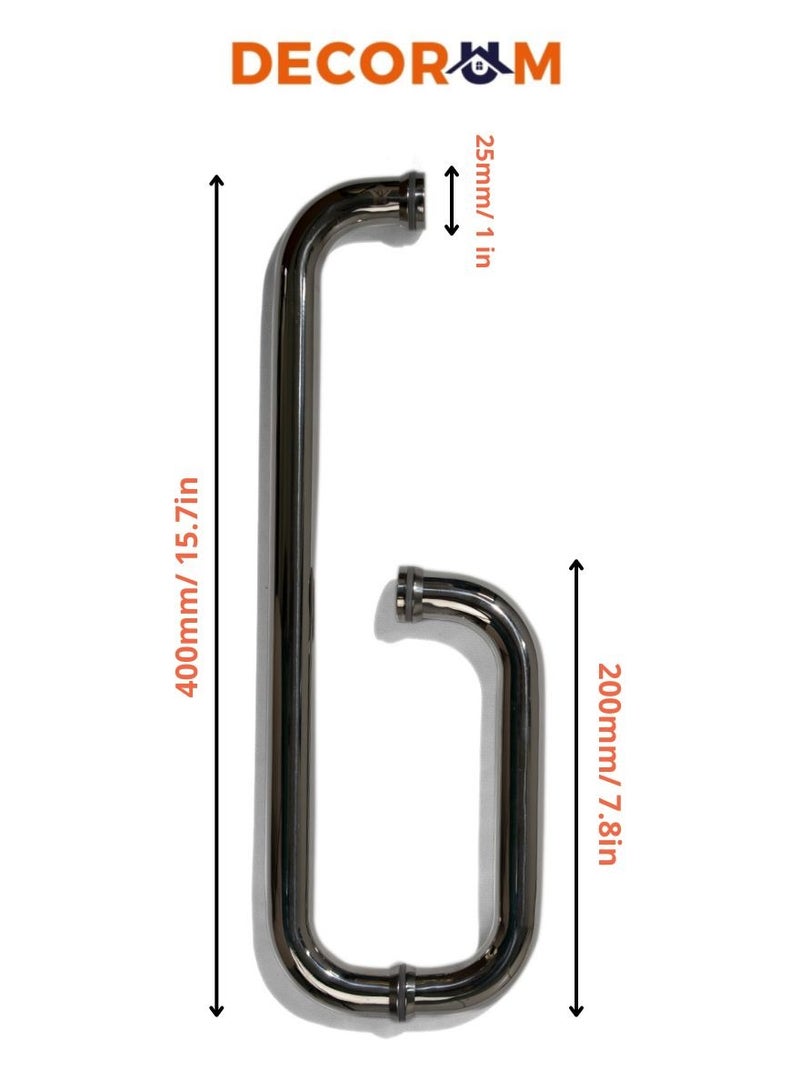 Decorum SS Shower Door Handle 200mm x 400mm - Premium Bathroom Glass Door Shower Handle - Durable And Elegant Design - Image 2
