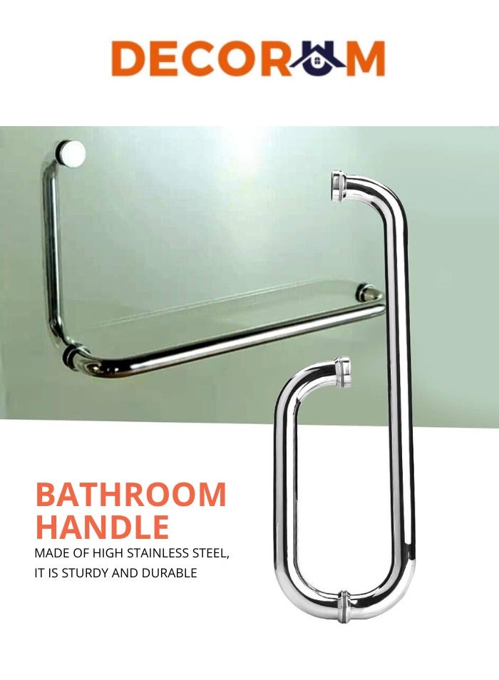 Decorum SS Shower Door Handle 200mm x 400mm - Premium Bathroom Glass Door Shower Handle - Durable And Elegant Design - Image 3