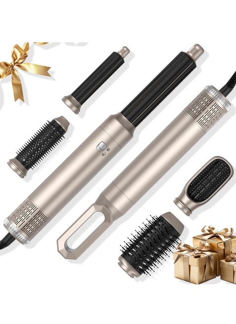 6-in-1 Hair Dryer Brush & Styling Tool Set All-in-One Salon Hot Air Curler Wrap Styler for Drying, Combing, Curling, Straightening