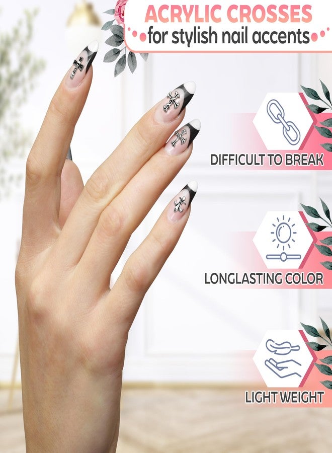 NOVSIX 100 Pcs Cross Nail Charms for Nails Design - Cross Charms for Nails Silver Nail Charms and Gems Nail Charms y2k Nail Cross Charms Nails Charms - Nail Art Charms Cross Nail Charm Nail Art Templates - Image 3