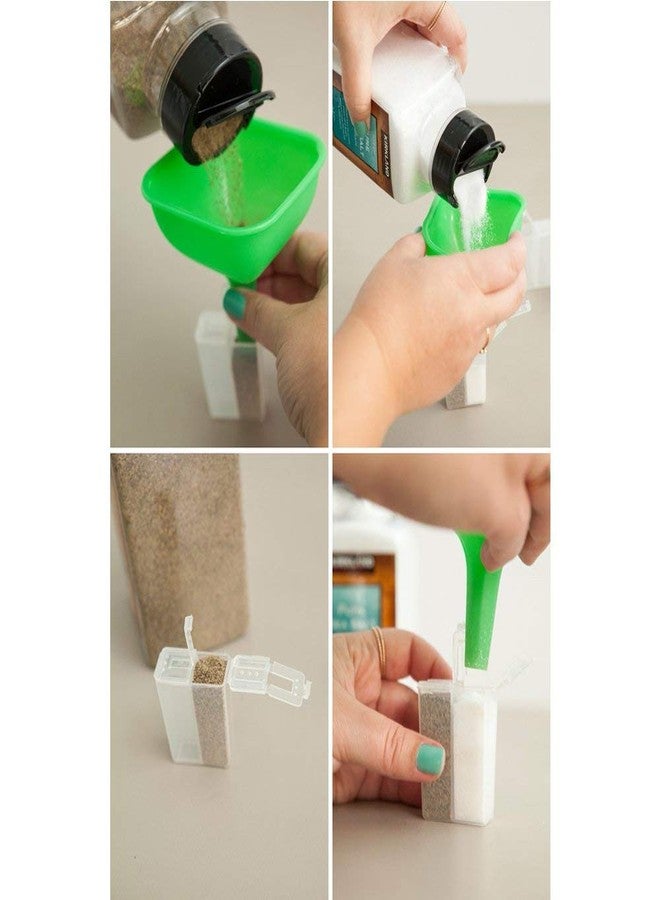 SpiderJuice 2Pc Mini Little Pocket Size Easy to Refill Food Grade BPA Free Multipurpose Salt Pepper Chili Powder Shaker Storage Dispenser Organizer Box - Image 5