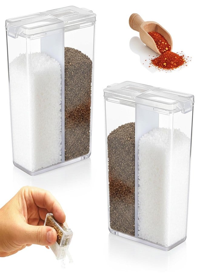 SpiderJuice 2Pc Mini Little Pocket Size Easy to Refill Food Grade BPA Free Multipurpose Salt Pepper Chili Powder Shaker Storage Dispenser Organizer Box - Image 1