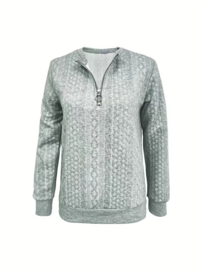 general Women's fleece pullover for autumn and winter with zipper and coat style - Image 1